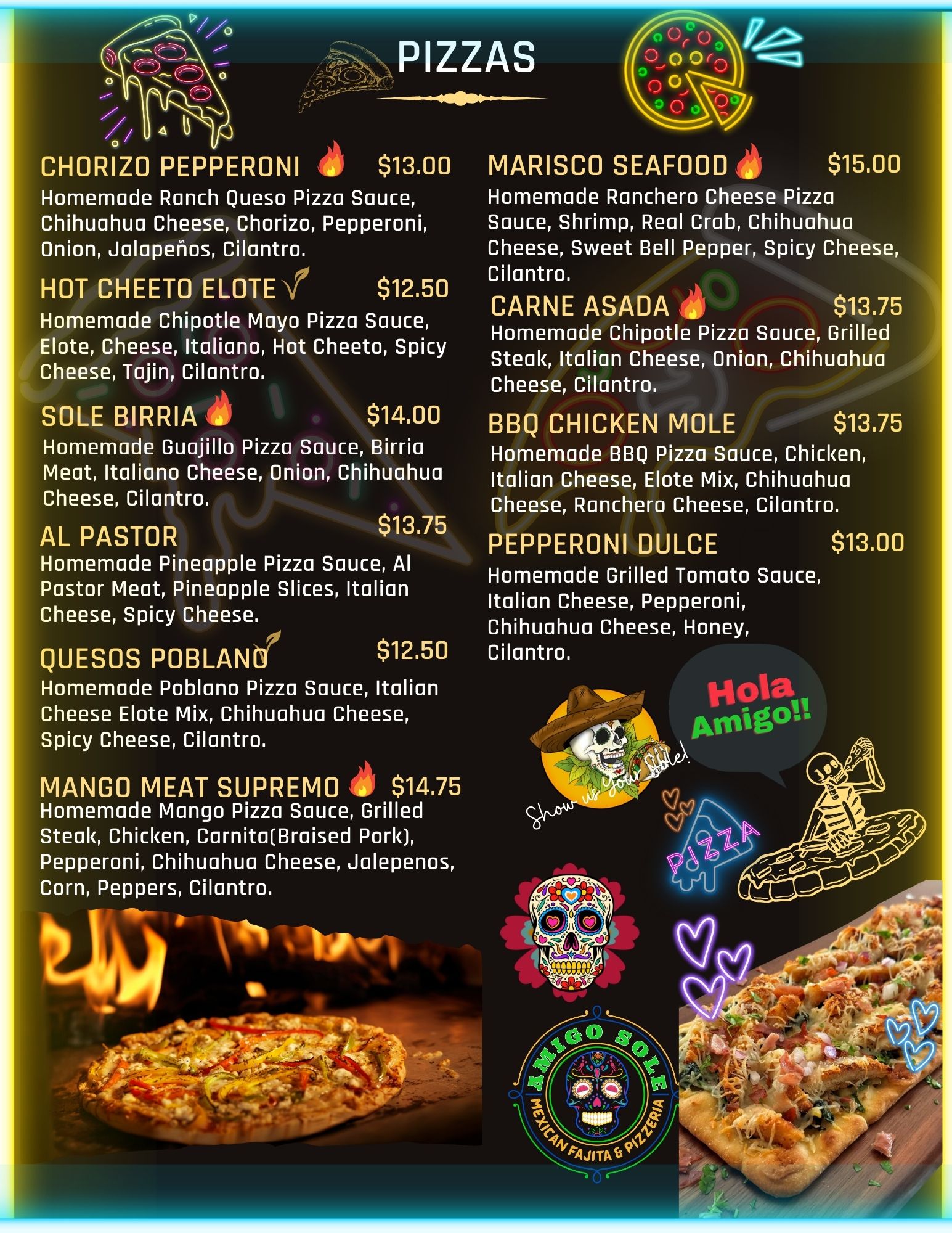 Amigo Sole Pizzeria Menu