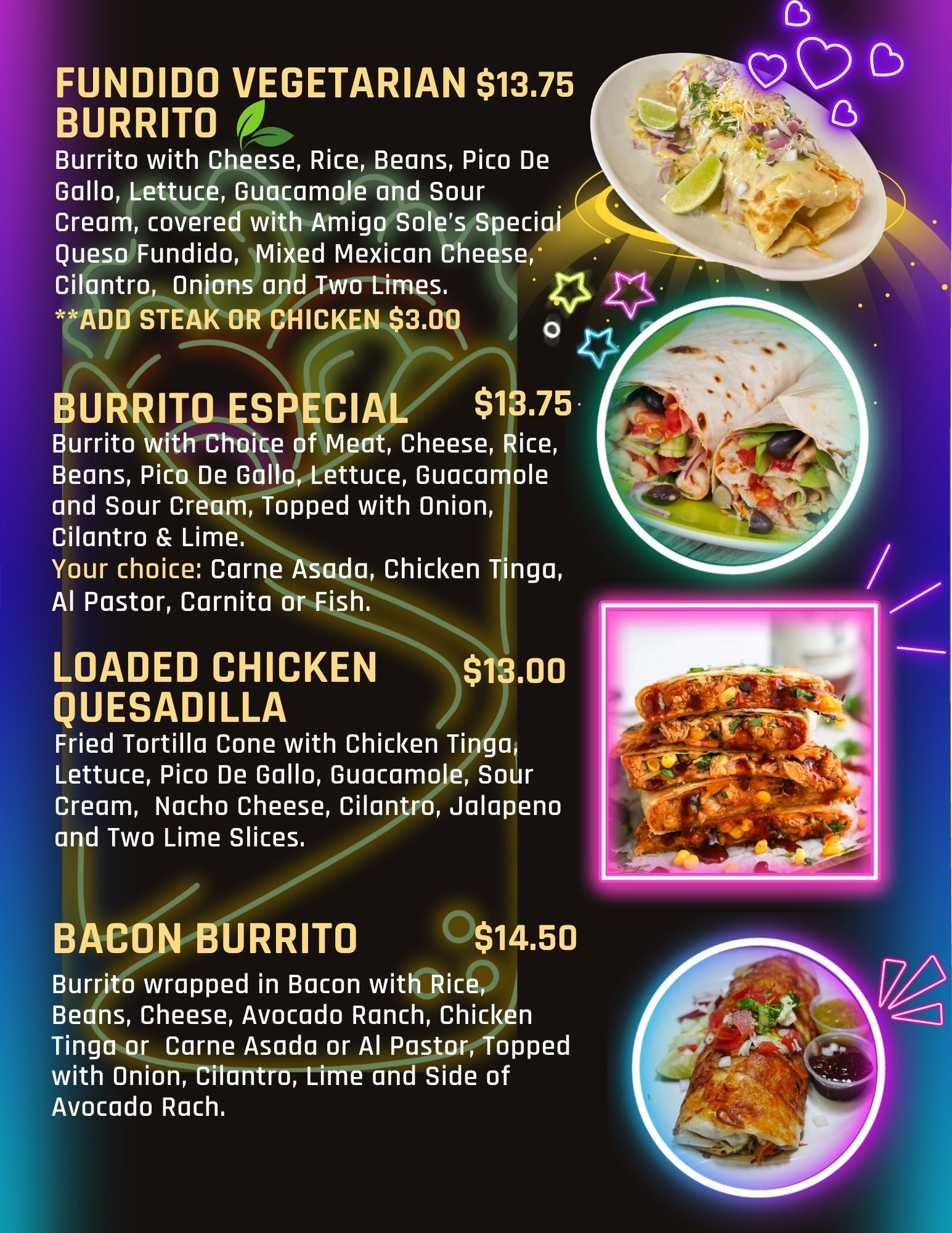 Amigo Sole Street Food Menu 3