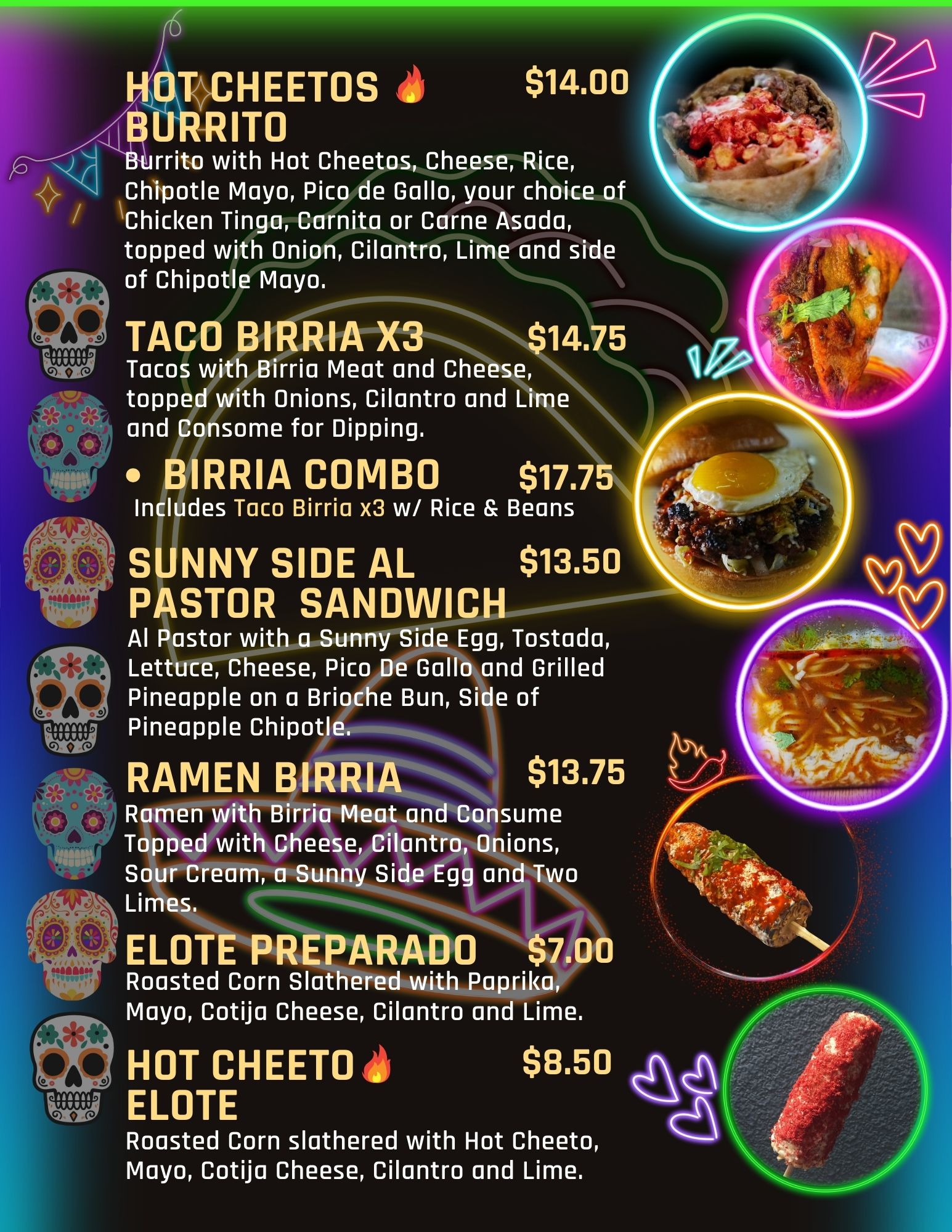 Amigosole streetfood Menu